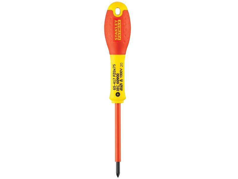 STANLEY® FatMax® VDE Insulated Screwdriver Pozidriv Tip PZ0 x 75mm STA065417