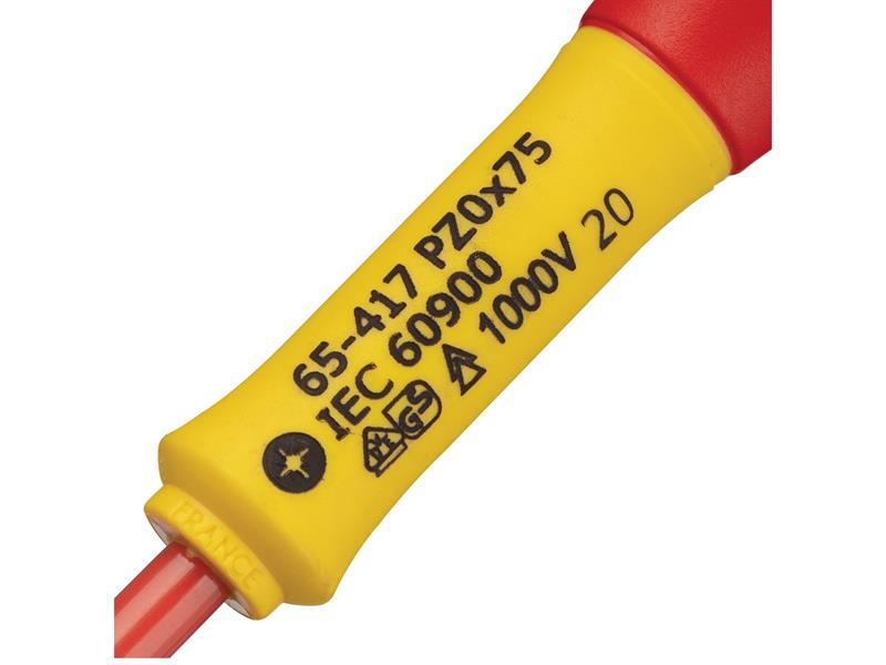 STANLEY® FatMax® VDE Insulated Screwdriver Pozidriv Tip PZ0 x 75mm STA065417