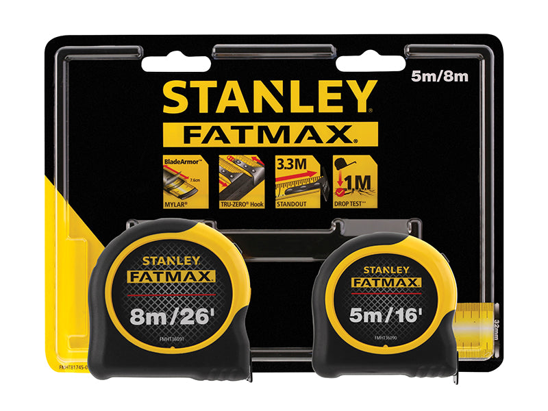 STANLEY® STA081745 FatMax® Classic Tape Twin Pack 5m & 8m (Width 32mm)