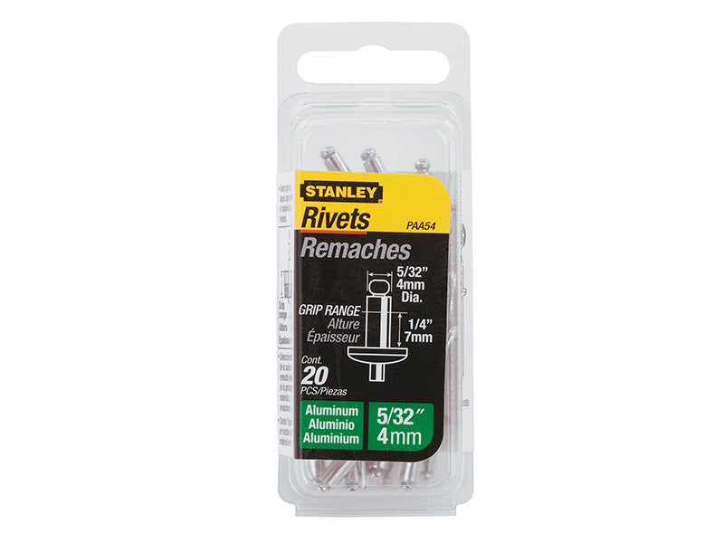 STANLEY® 1-PAA54 Aluminium Rivets Medium 4 x 7mm Pack of 20 STA1PAA54