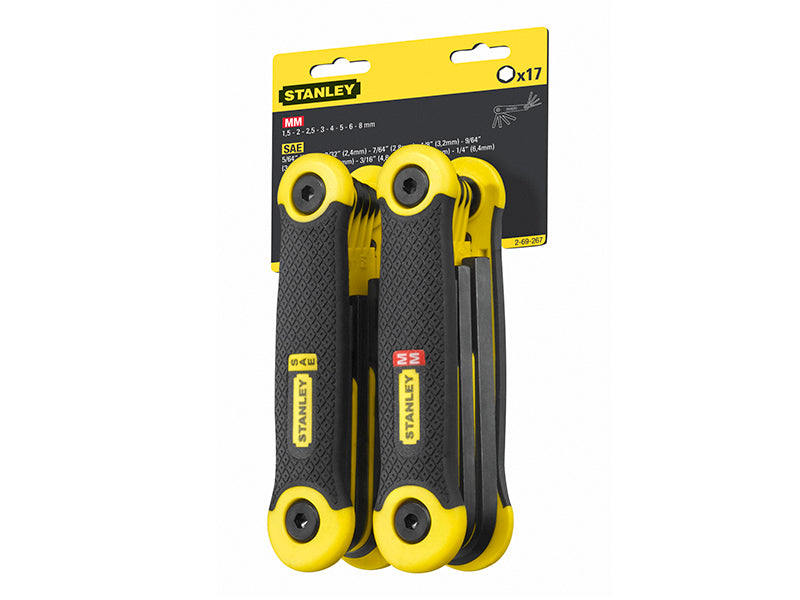 STANLEY® Metric & Imperial Folding Hexagon Key Set, 17 Piece STA269267