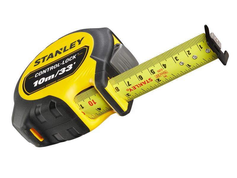 STANLEY Pocket Tape 10m 33ft Width 25mm CONTROL LOCK Metric Imperial STA537237