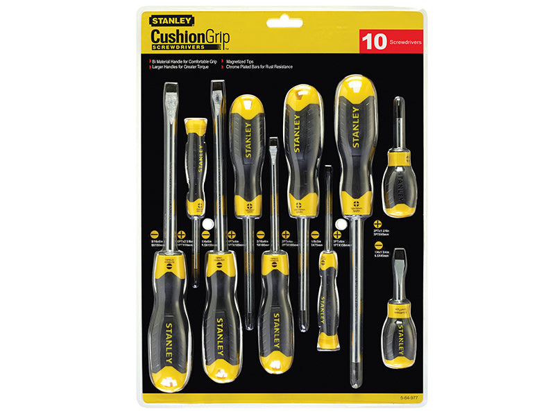 STANLEY® Cushion Grip Screwdriver Set, 10 Piece STA564977