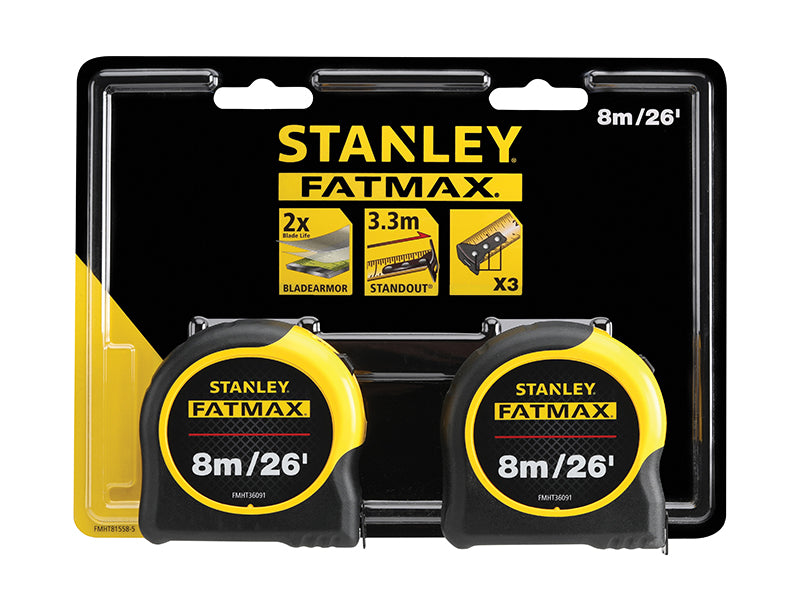 STANLEY® FatMax® Classic Tape Twin Pack 8m/26ft (Width 32mm) STA581558