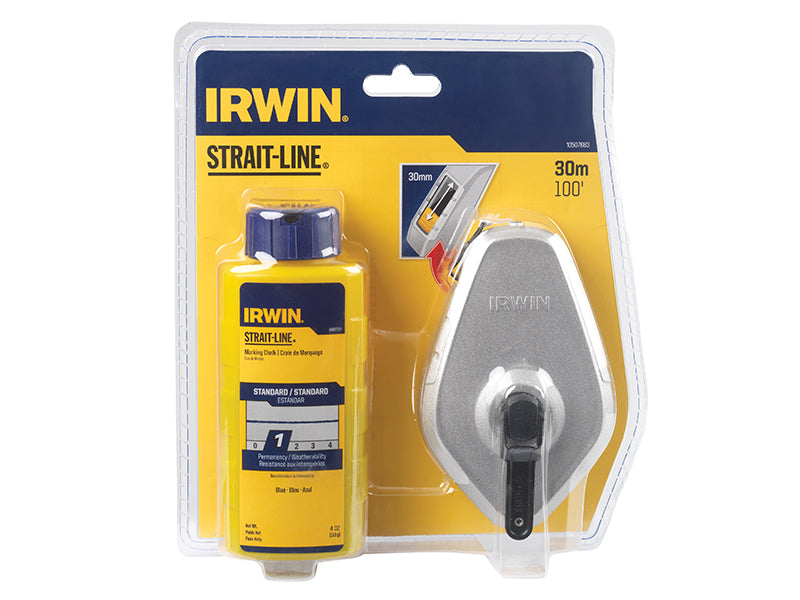 IRWIN® STRAIT-LINE® Aluminium 30m Chalk Line & Blue Chalk Pack STL10507683