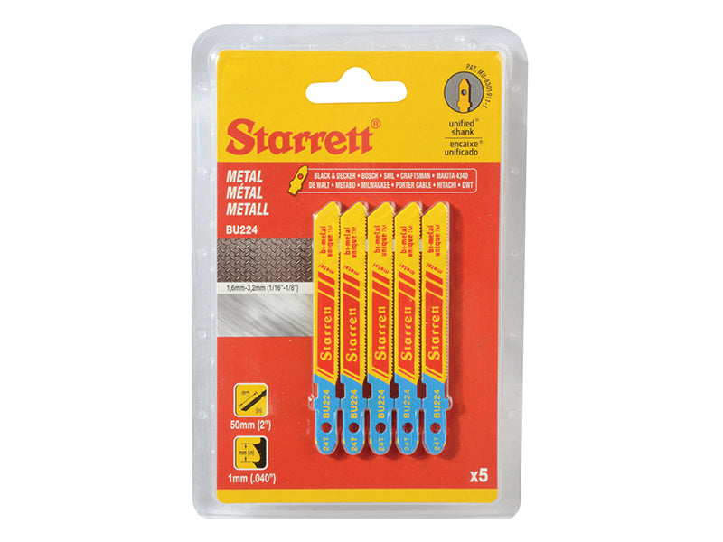 Starrett BU224-5 Metal Cutting Jigsaw Blades Pack of 5 STRBU2245