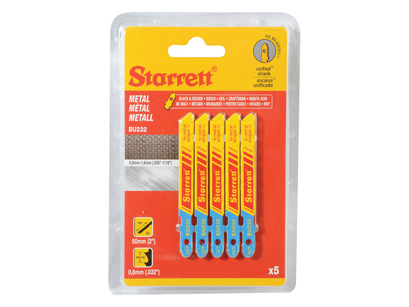 Starrett BU232-5 Metal Cutting Jigsaw Blades Pack of 5 STRBU2325