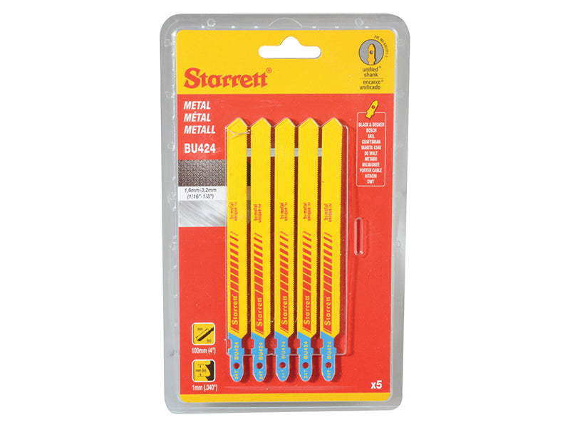 Starrett BU424-5 Metal Cutting Jigsaw Blades Pack of 5 STRBU4245