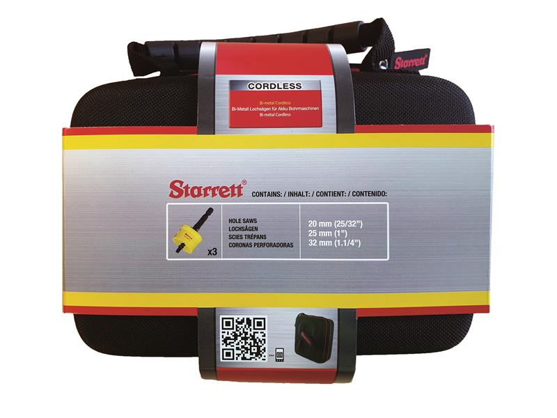 Starrett Cordless Smooth Cut Bi-Metal Holesaw Kit, 3 Piece STRKCS03001
