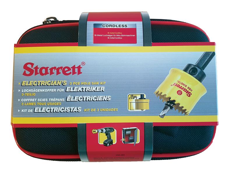 Starrett Cordless Smooth Cut Bi-Metal Holesaw Kit, 3 Piece STRKCS03001