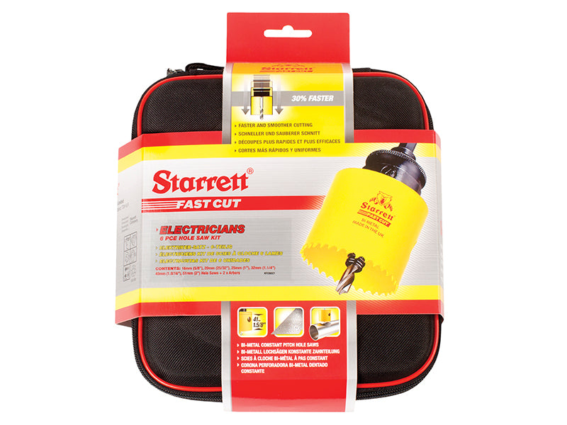Starrett KFC06021 Fast Cut Bi-Metal Electrician's Holesaw Kit, 8 Piece STRKFC06021