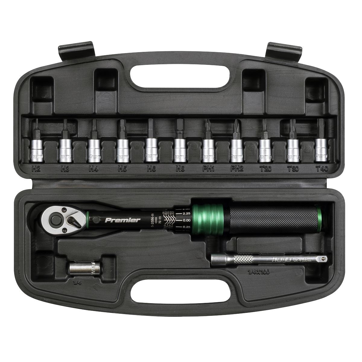 Sealey Torque Wrench Set 1/4"Sq Drive 5-25Nm 14pc STW911B