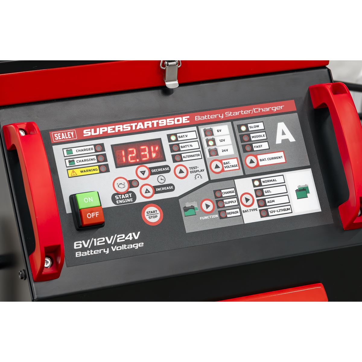 Sealey Battery Starter Charger 950A 6/12/24V Supply 32A 230V SUPERSTART950E