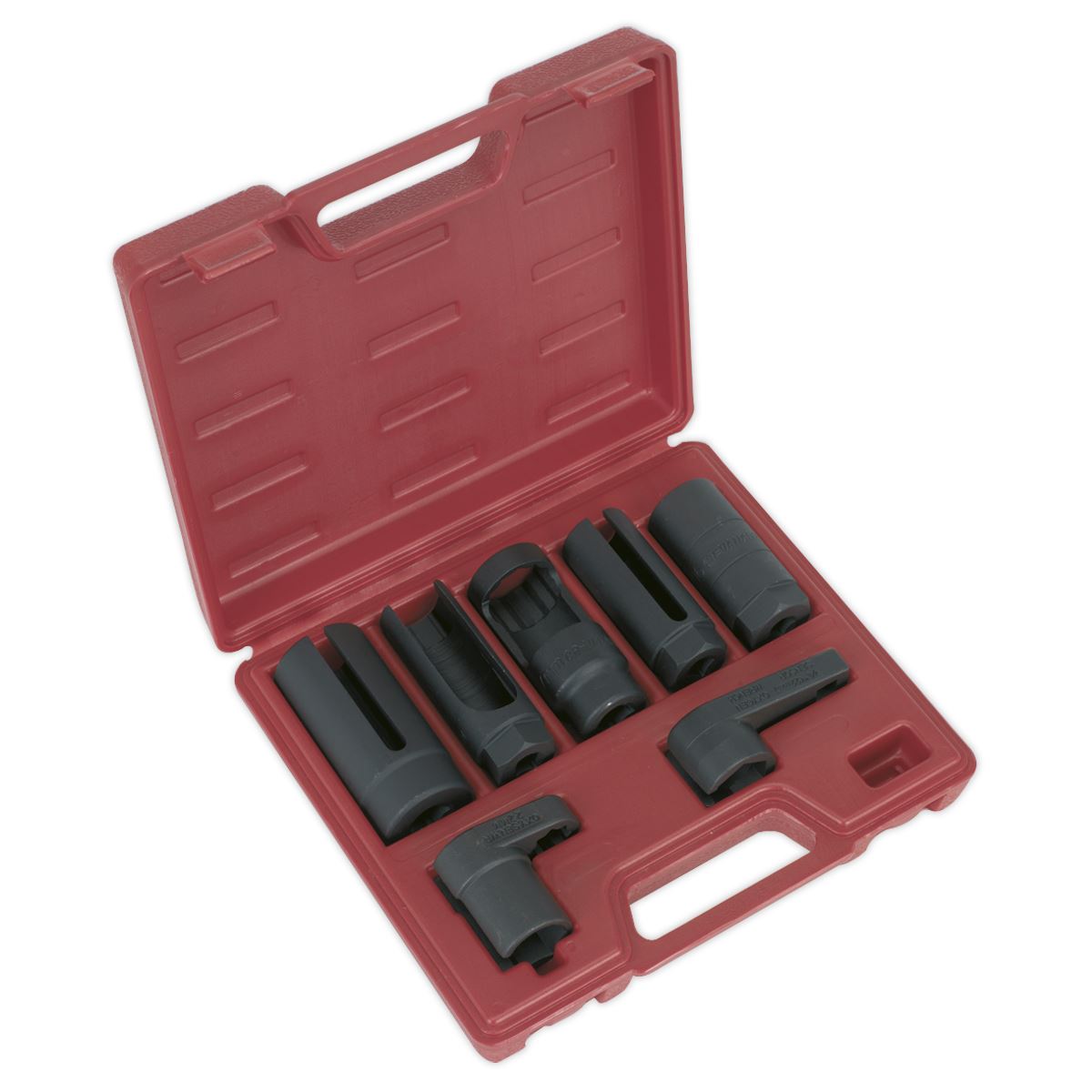 Oxygen Sensor Socket Set 7pc 3/8" & 1/2"D For Titania Zirconia Sealey SX032