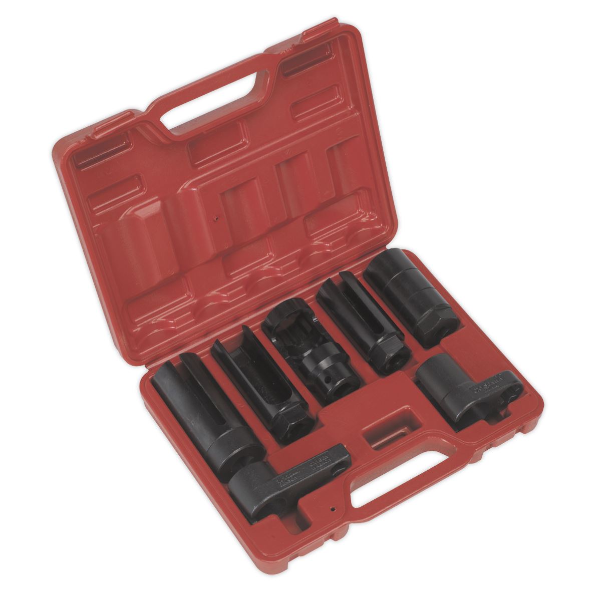 Oxygen Sensor Socket Set 7pc 3/8" & 1/2"D For Titania Zirconia Sealey SX032