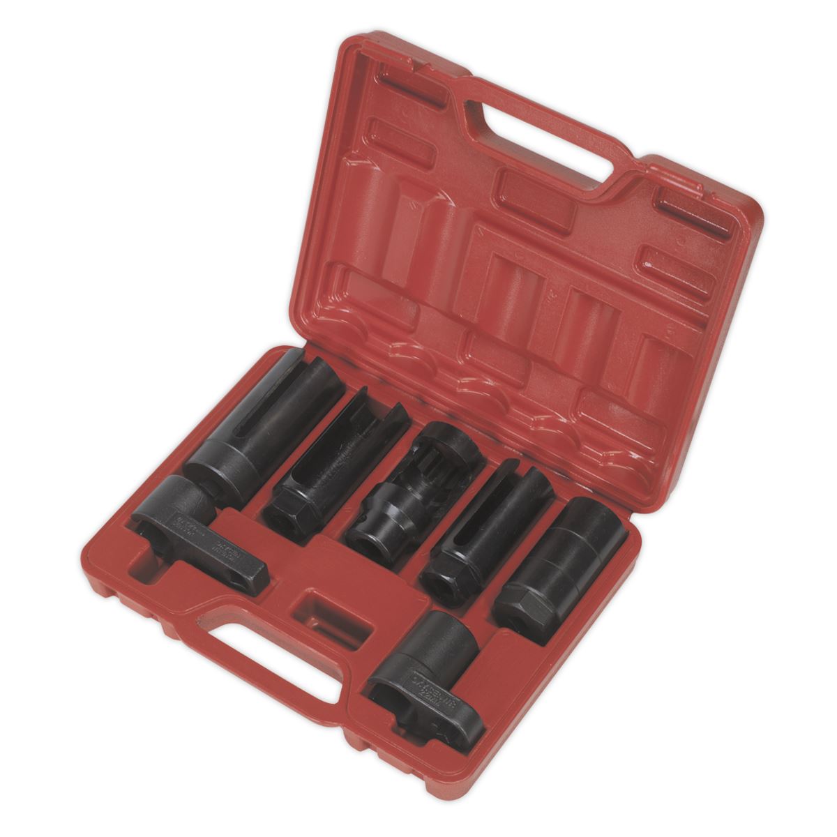 Oxygen Sensor Socket Set 7pc 3/8" & 1/2"D For Titania Zirconia Sealey SX032