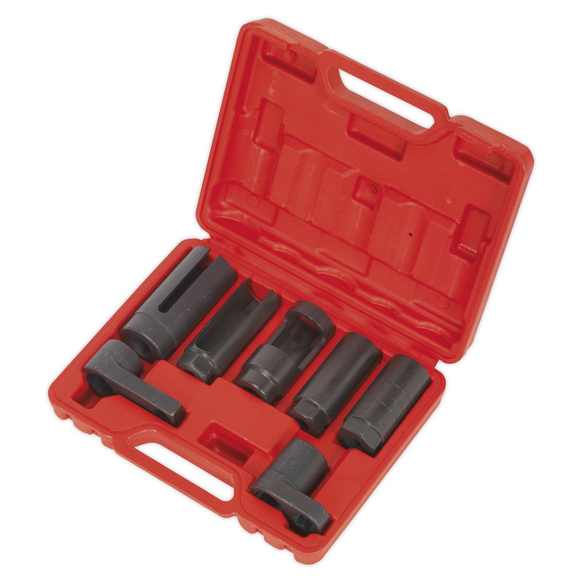 Oxygen Sensor Socket Set 7pc 3/8" & 1/2"D For Titania Zirconia Sealey SX032