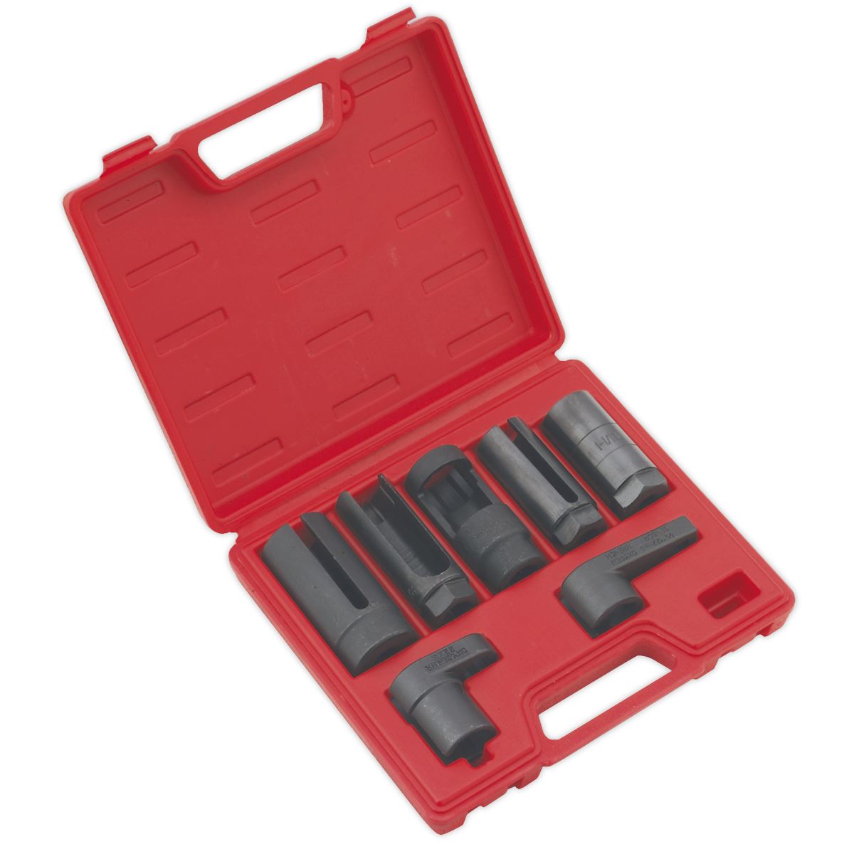 Oxygen Sensor Socket Set 7pc 3/8" & 1/2"D For Titania Zirconia Sealey SX032