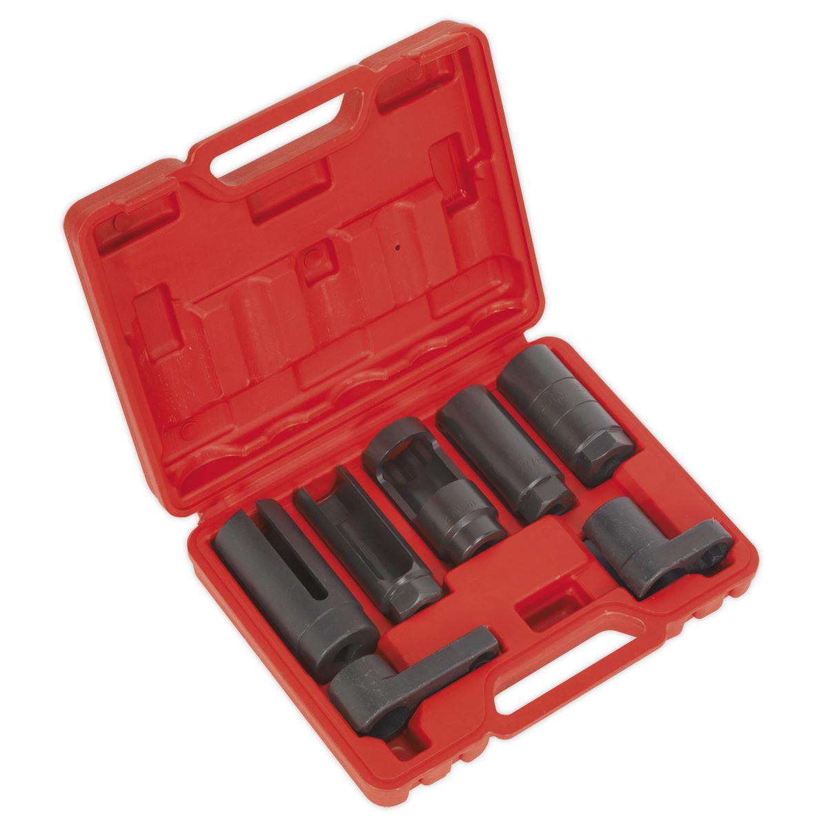 Oxygen Sensor Socket Set 7pc 3/8" & 1/2"D For Titania Zirconia Sealey SX032