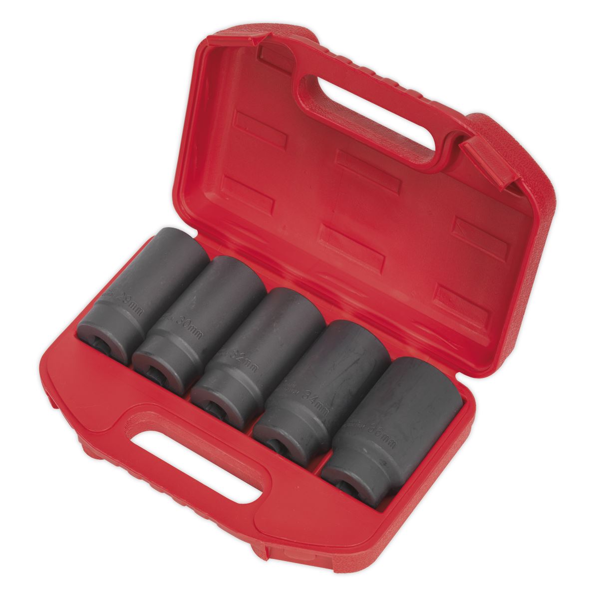 Sealey Metric Deep Impact Hub Nut Socket Set 5pc 1/2"Sq Drive Hex Boxed SX050