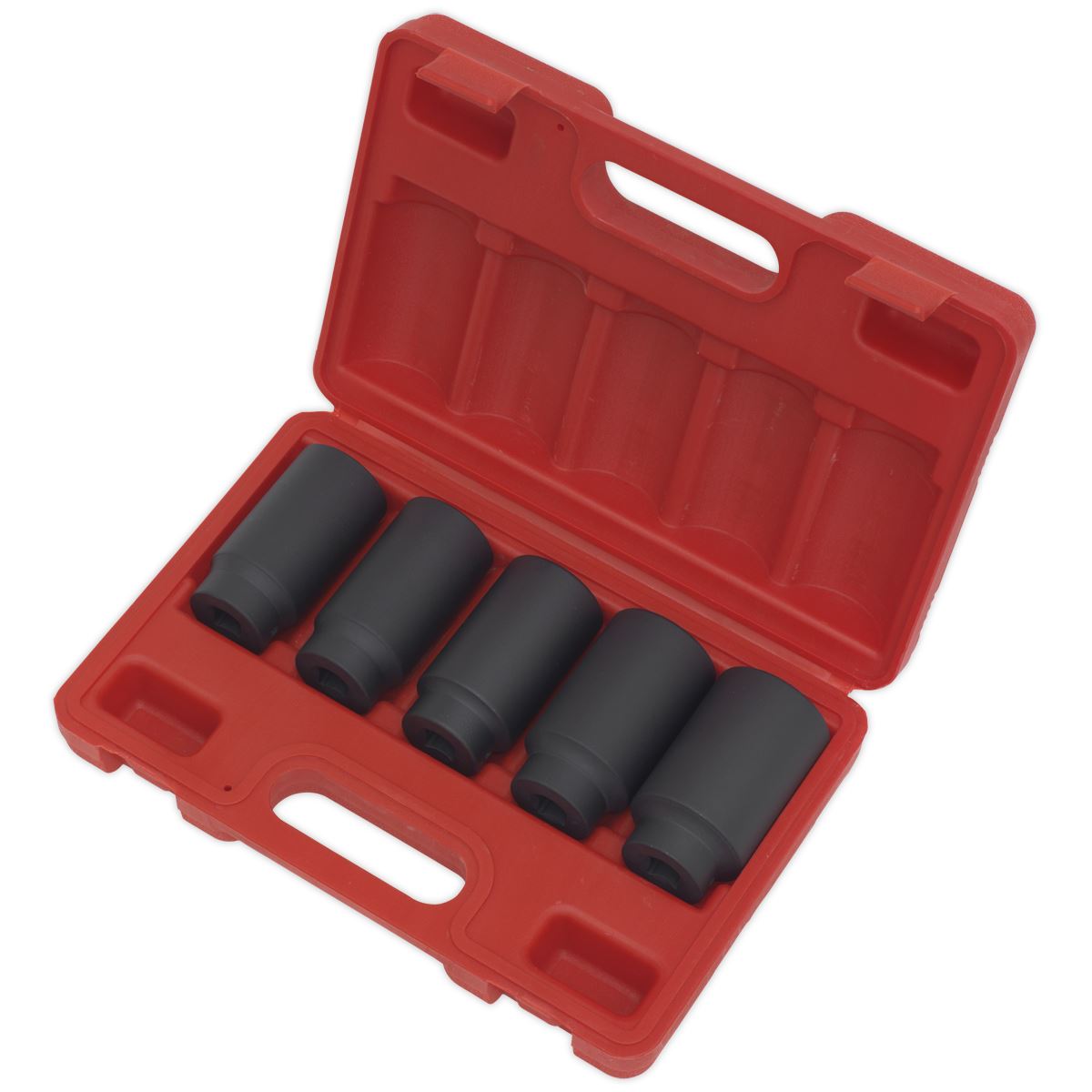 Sealey Metric Deep Impact Hub Nut Socket Set 5pc 1/2"Sq Drive Hex Boxed SX050