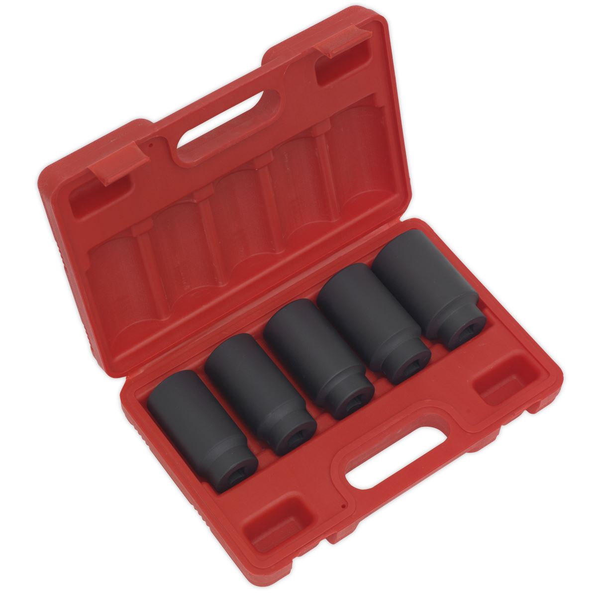 Sealey Metric Deep Impact Hub Nut Socket Set 5pc 1/2"Sq Drive Hex Boxed SX050