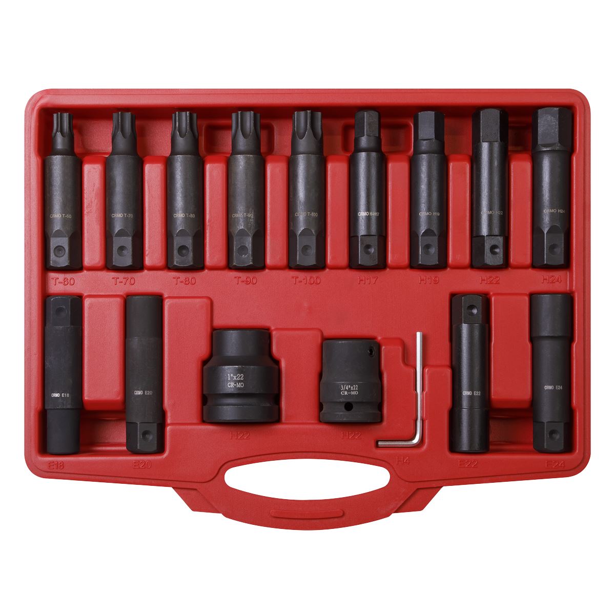 Sealey Impact Hex, TRX-Star* & TRX-Star* Female Socket Bit Set 16pc 3/4" & 1"Sq Drive SX098