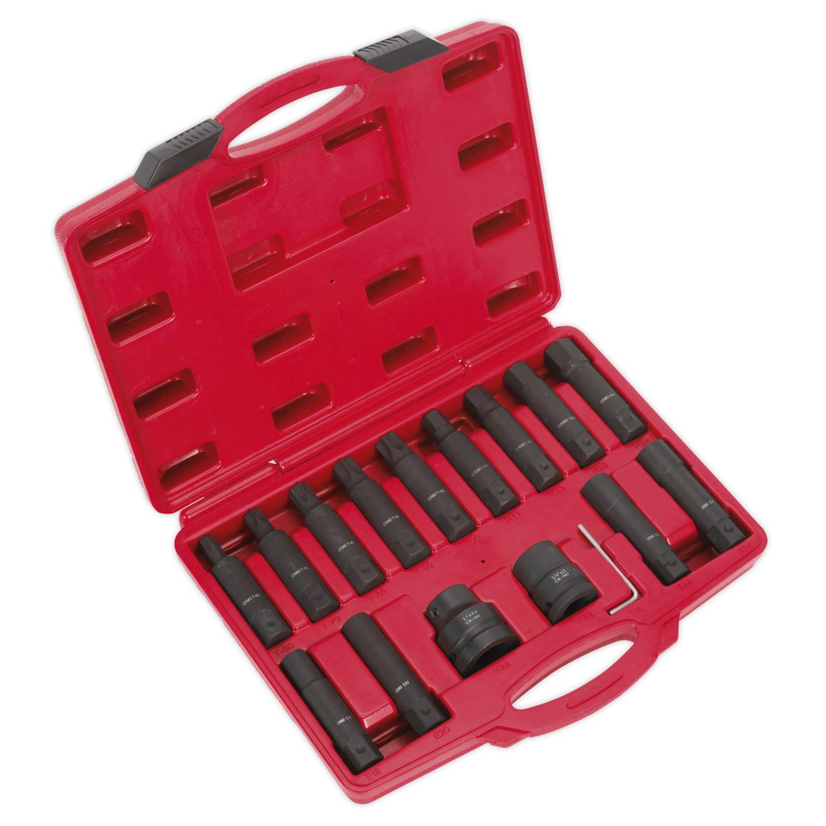 Sealey Impact Hex, TRX-Star* & TRX-Star* Female Socket Bit Set 16pc 3/4" & 1"Sq Drive SX098