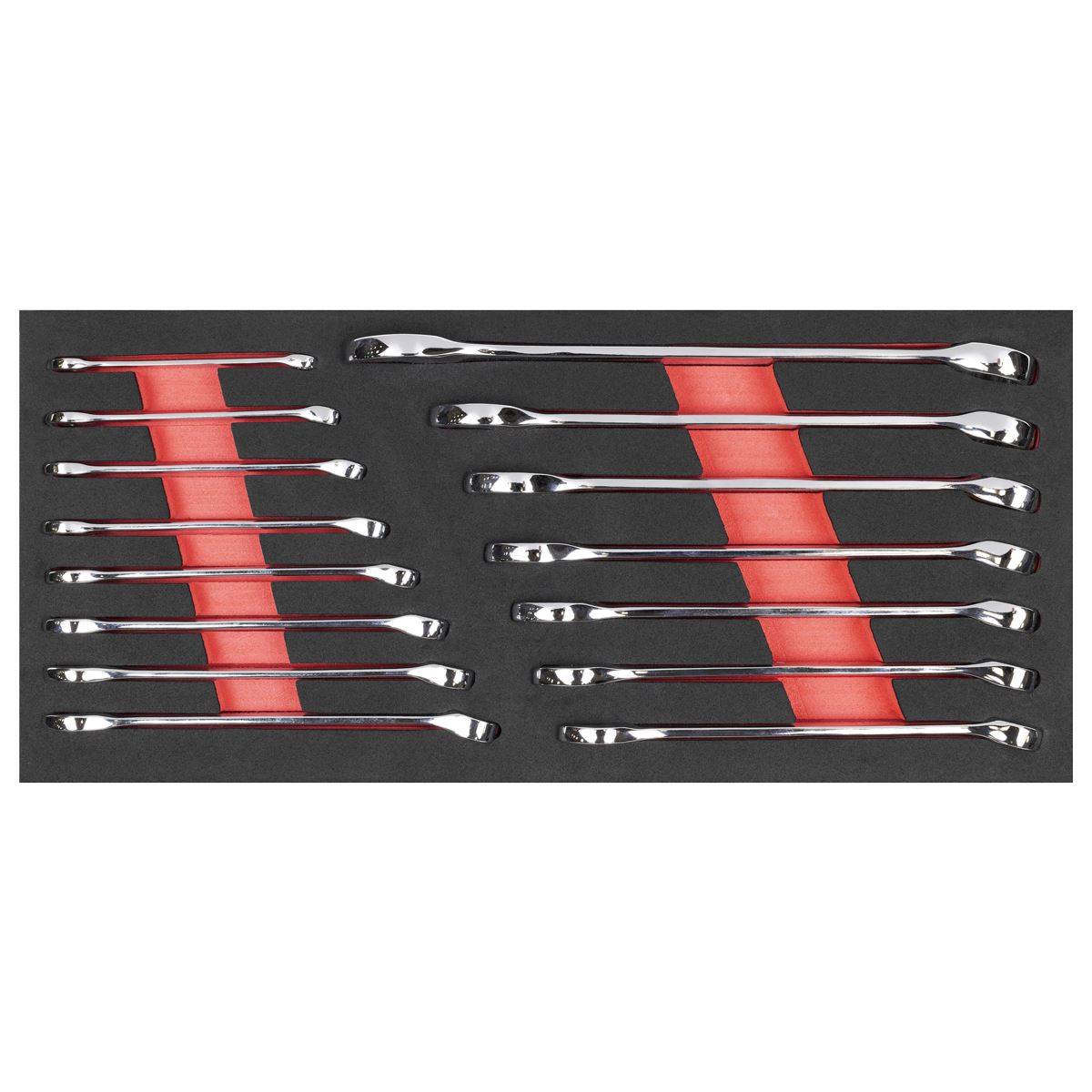Sealey Metric Combination Spanner Set with Tool Tray 15pc 6 to 22mm TBT48