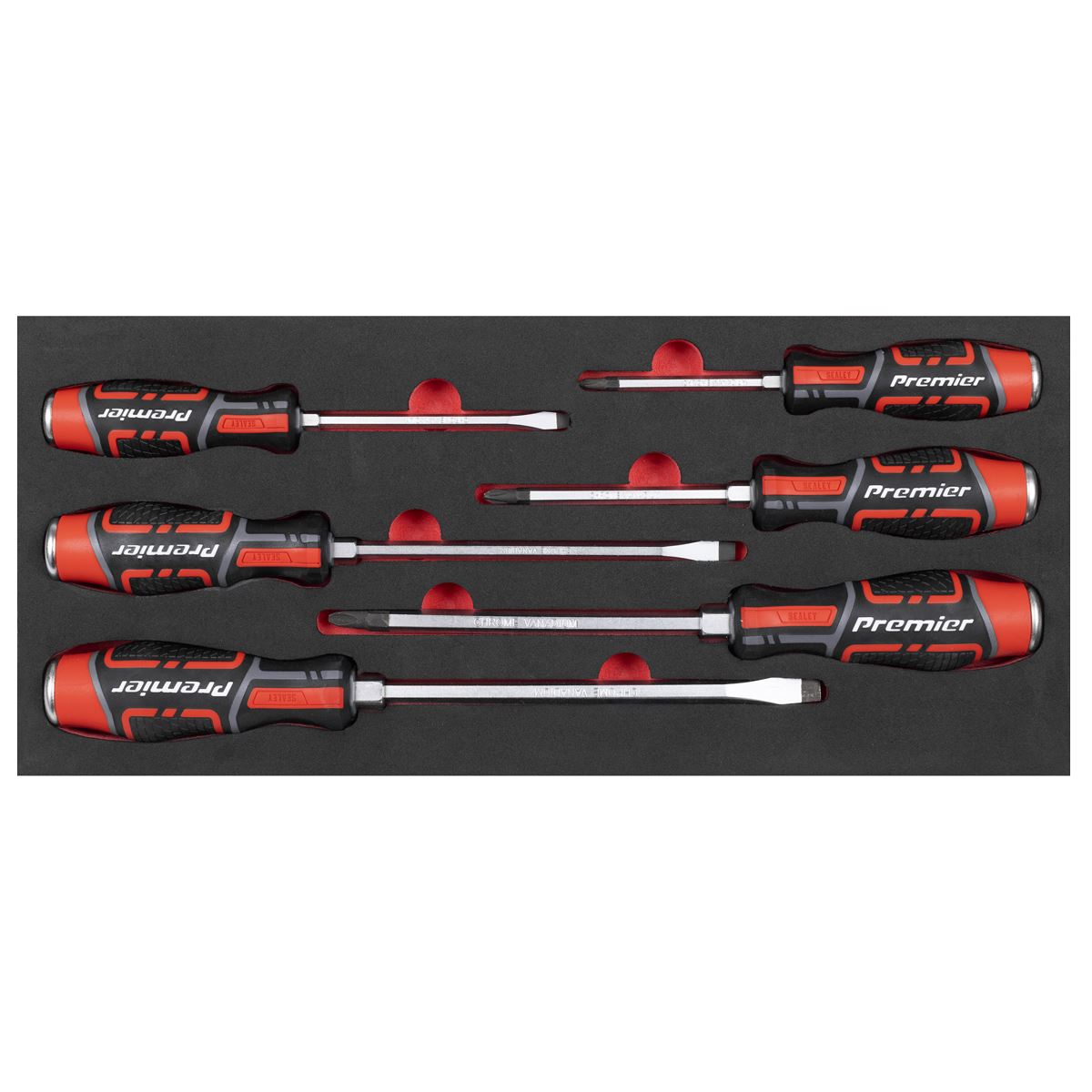 Sealey Hammer Thru Screwdriver Set with Tool Tray 6pc Slotted & Phillips TBT54