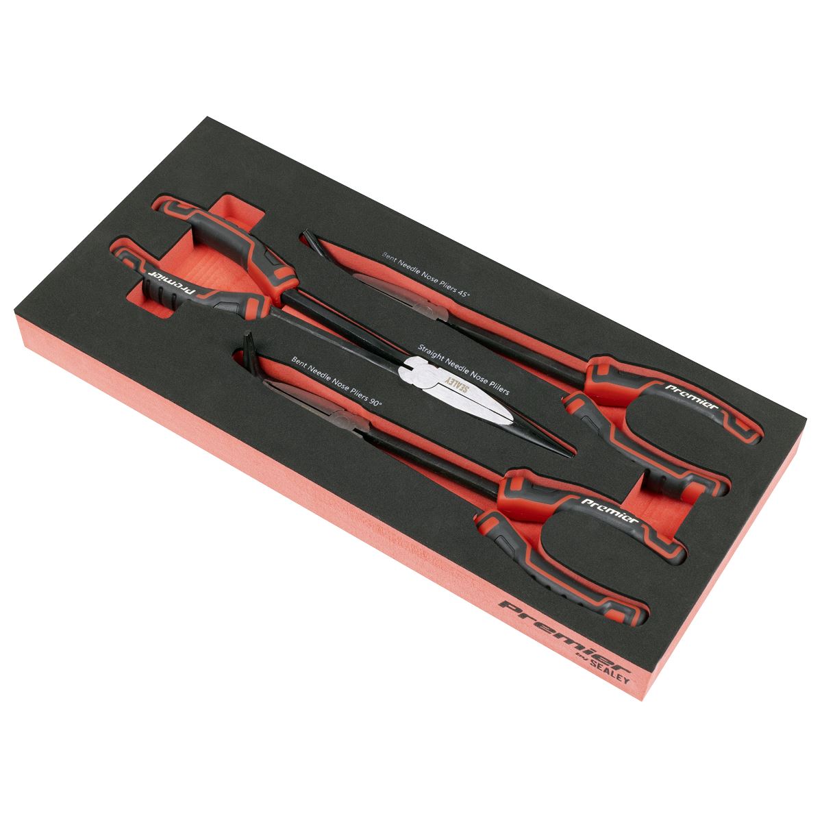 Sealey Long Needle Nose Pliers Set with Tool Tray 3pc TBT58