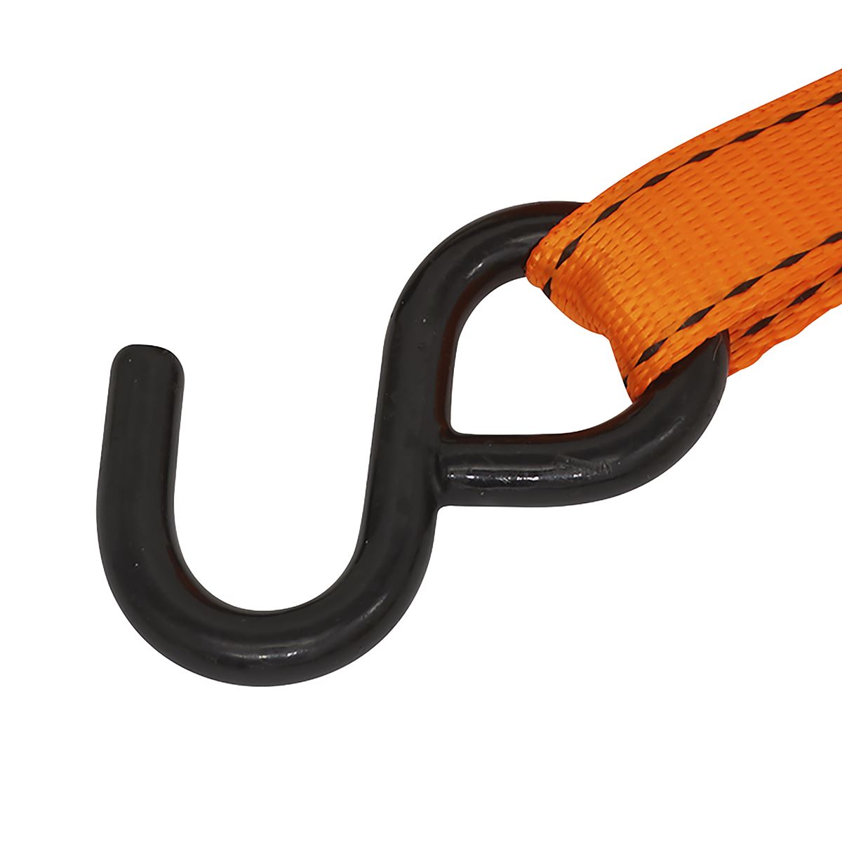 Sealey Ratchet Strap 25mm x 5m Polyester Webbing S-Hook with Corner Protector 600kg Breaking Strength TD0635S