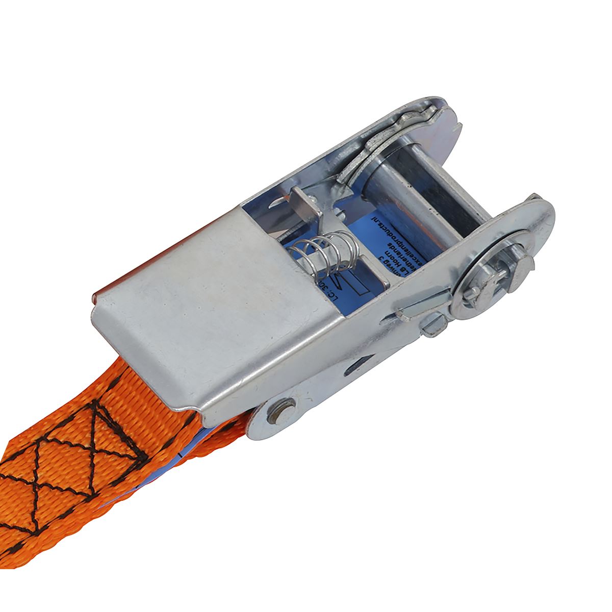 Sealey Ratchet Strap 25mm x 5m Polyester Webbing S-Hook with Corner Protector 600kg Breaking Strength TD0635S