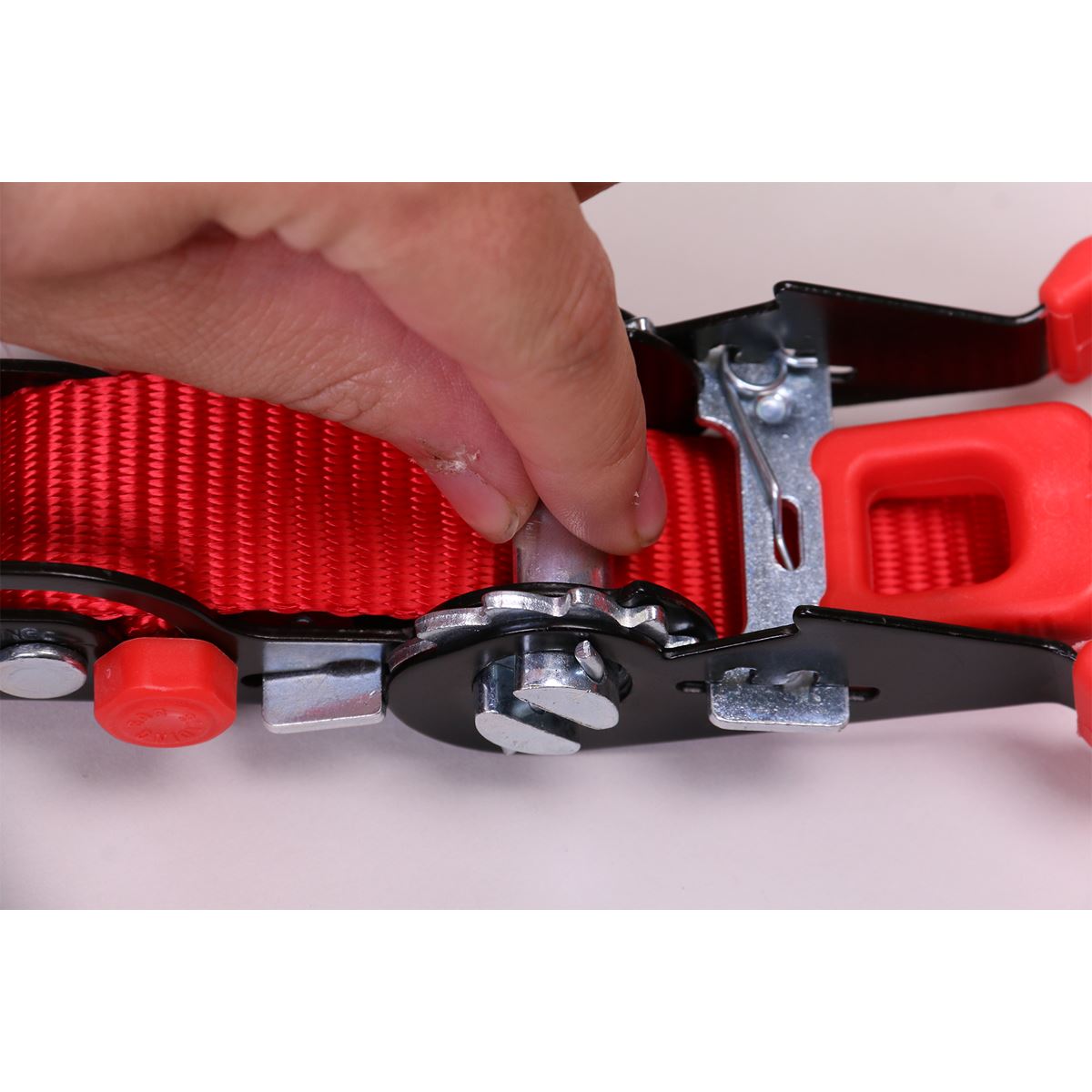 Sealey Slide Ratchet Strap 32mm x 3m Polyester Webbing with S-Hooks 1200kg Breaking Strength TD1202SR