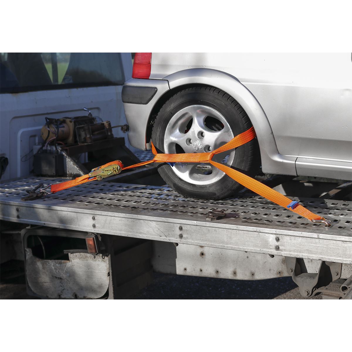 Sealey Car Transporter Ratchet Strap 50mm x 3m Alloy Wheel - Single 5000kg Breaking Strength TDRWA