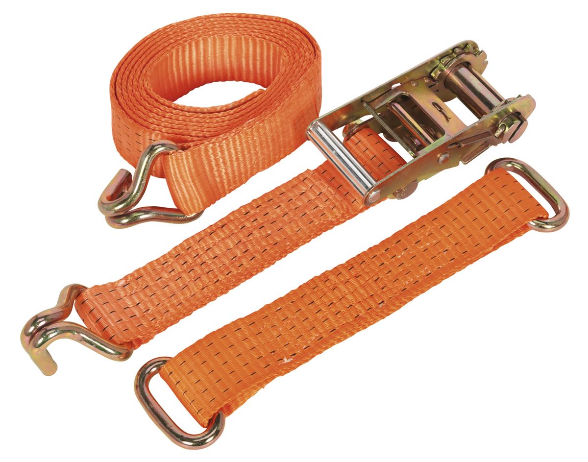 Sealey Car Transporter Ratchet Strap 50mm x 3m Steel Wheel - Single 4500kg Breaking Strength TDRWS