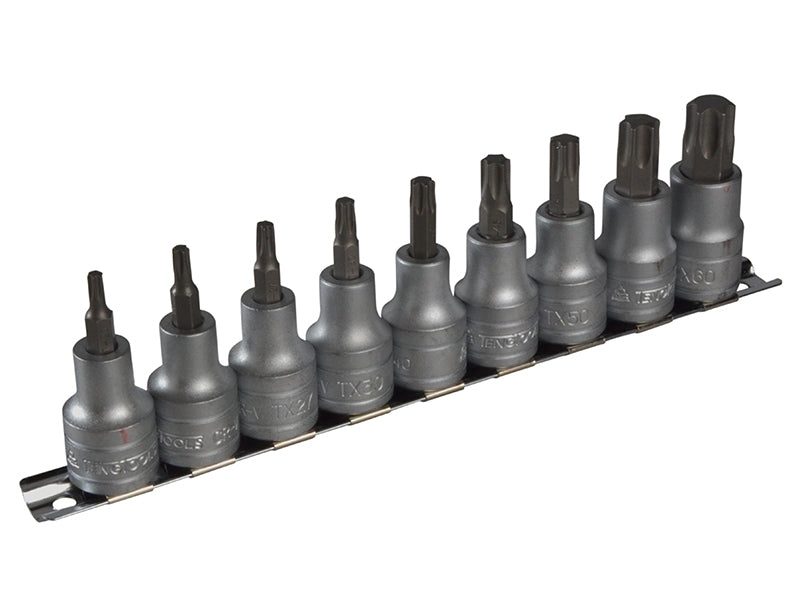 Teng M1213TX Socket Clip Rail Set of 9 Internal TORX 1/2in Drive TENM1213TX