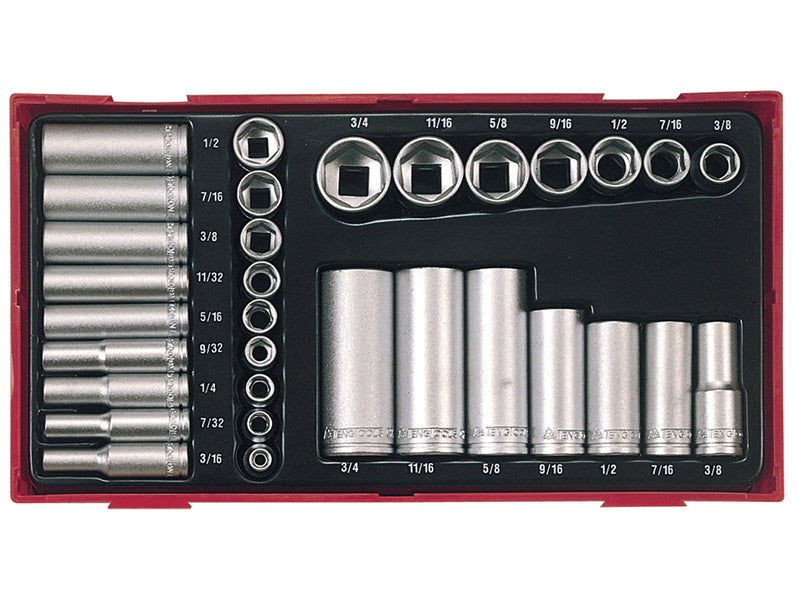 Teng Imperial Standard And Deep Socket Set 32 Pc 1/4 & 3/8in Drive 6Pt TTAF32