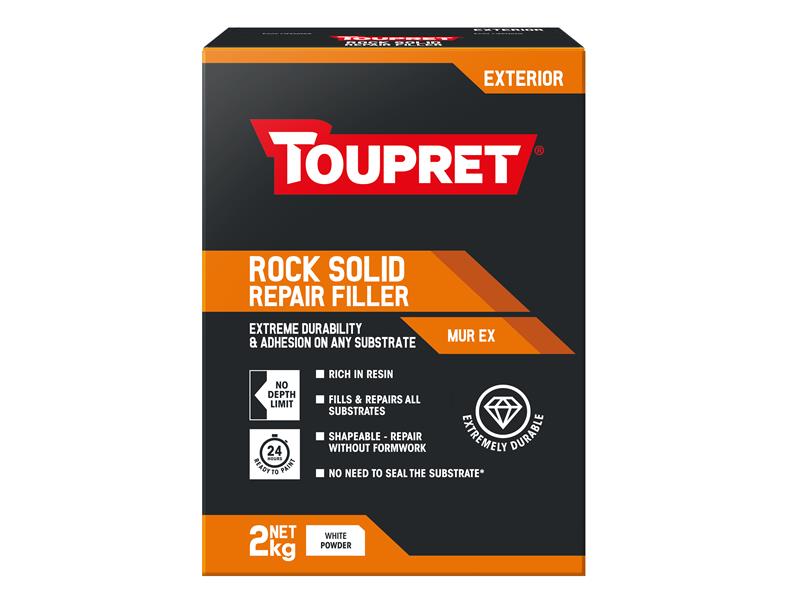 Toupret Exterior Rock Solid Repair Filler 2kg For Most Surfaces TOUTTMUX02
