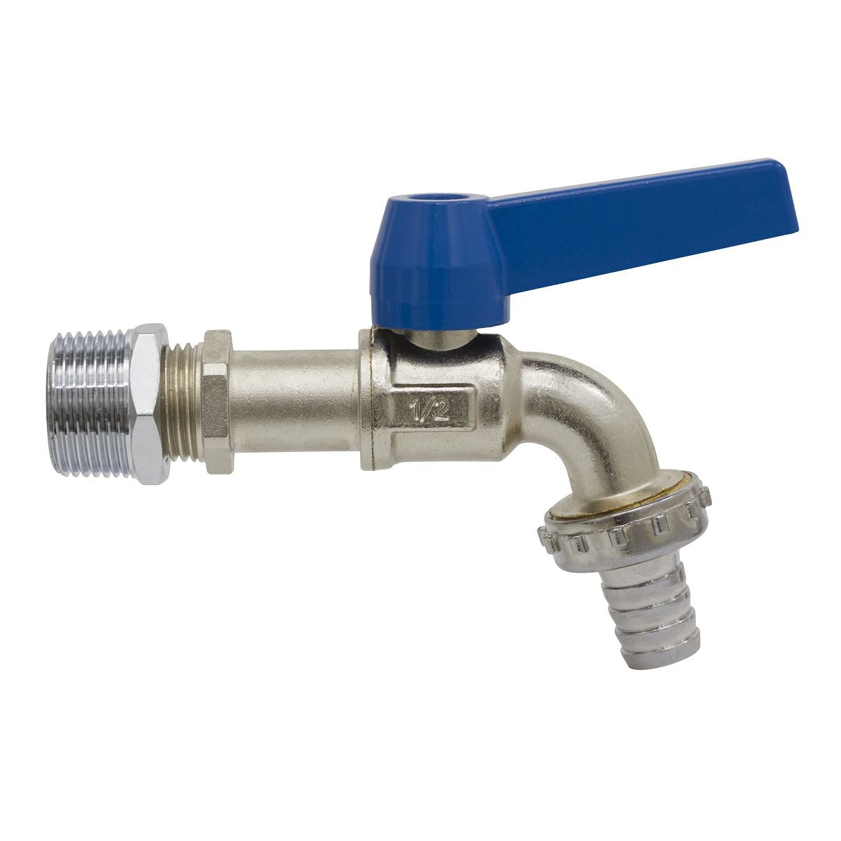 Sealey Drum Tap 1/2" & 3/4"BSP Brass Body Nickel Plated Hose Tail Outlet TP124