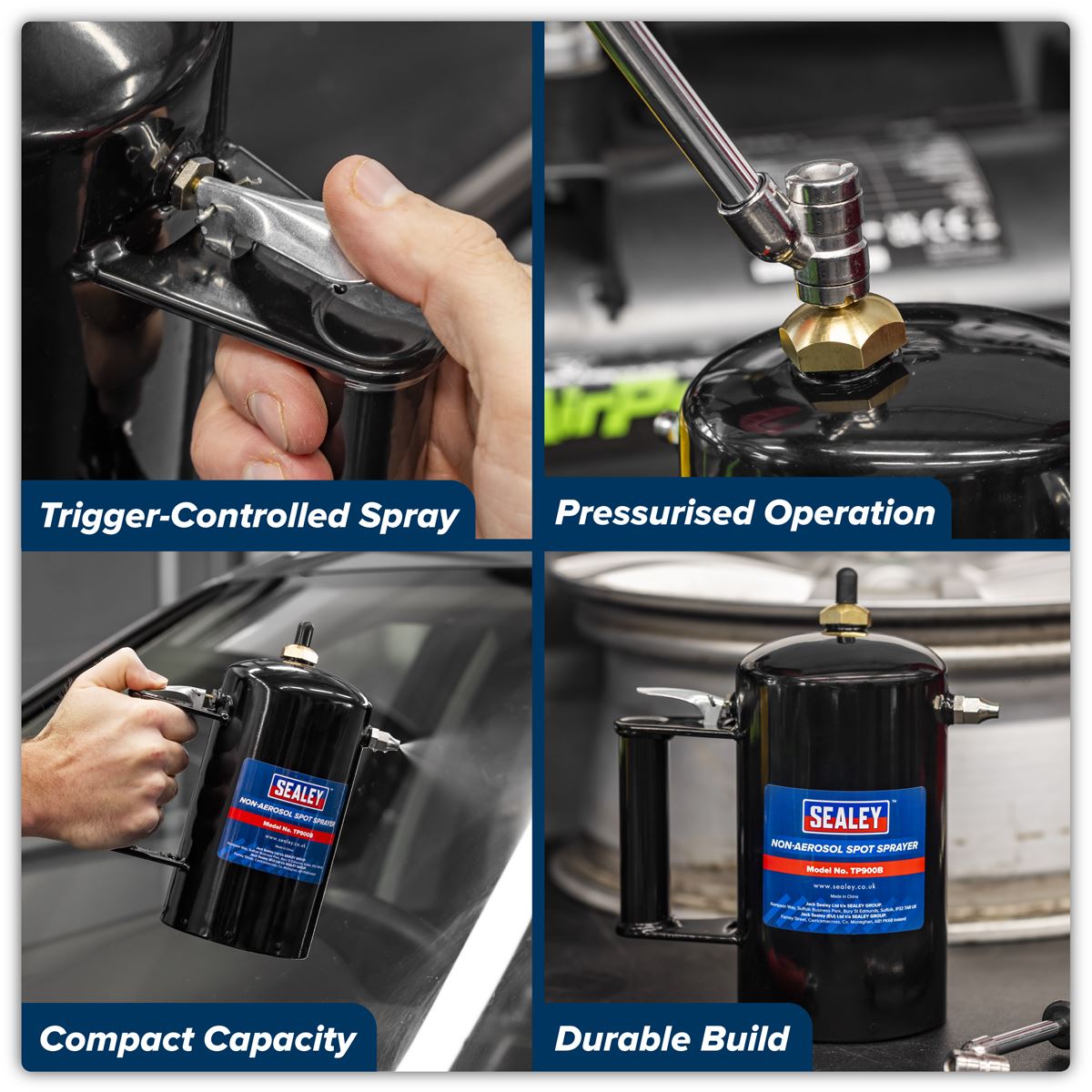 Sealey Black Non Aerosol Spot Sprayer Reusable Refillable Any Air Supply TP900B