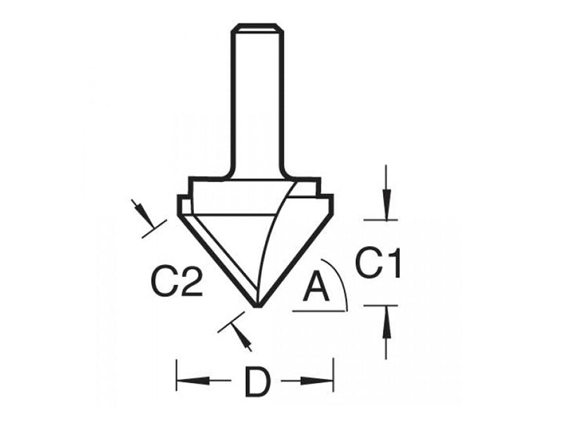 Trend 11/3 x 1/2 TCT V-Groove Cutter 45° 9.2 x 19.1mm TRE11312TC