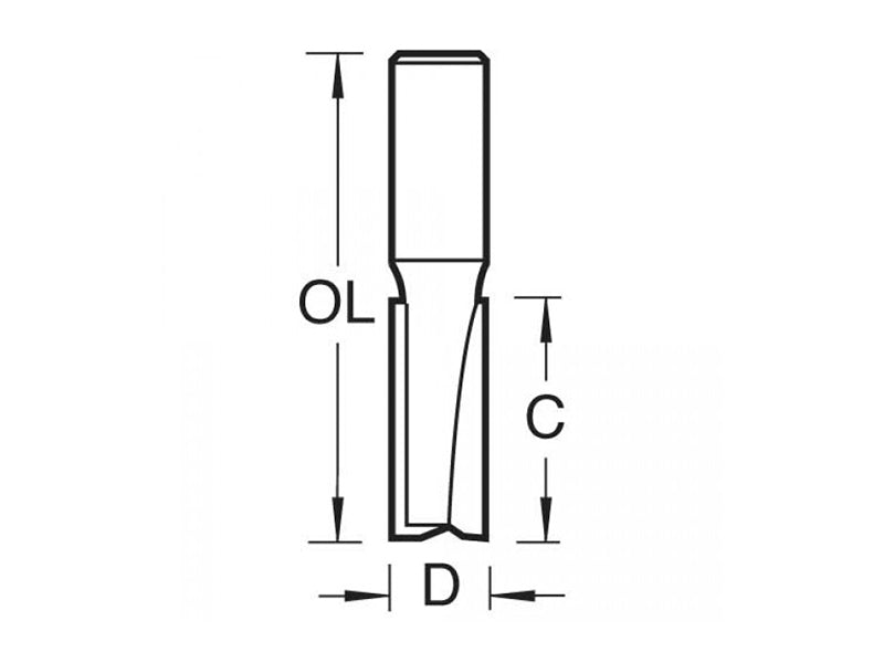 Trend 3/08 x 1/2 TCT Two Flute Cutter 12.7 x 25mm TRE30812TC
