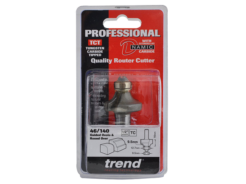 Trend 46/140 x 1/2 TCT Bearing Guided Ovolo & Round Over 9.5mm Radius TRE4614012TC
