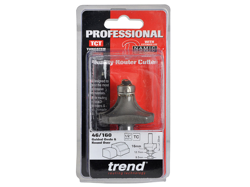 Trend 46/160 x 1/2 TCT Bearing Guided Ovolo & Round Over 16mm Radius TRE4616012TC