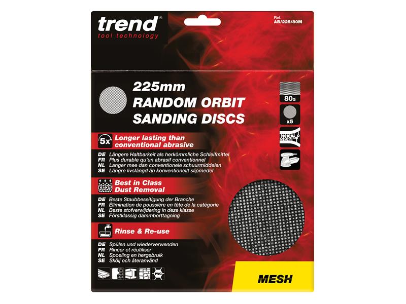 Trend Mesh Random Orbital Sanding Disc 225mm x 150G (Pack 5) TREAB225150M