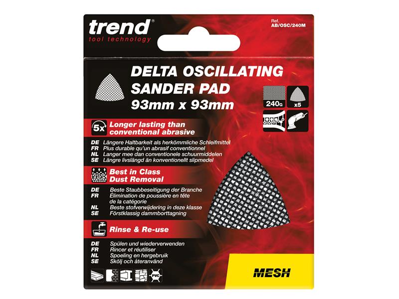 Trend Mesh Delta Sanding Sheets 93mm 80G (Pack 5) TREABOSC80M