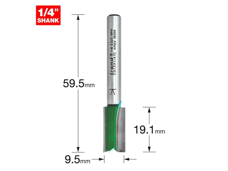 Trend C013 x 1/4 TCT Two Flute Cutter 9.5 x 19.1mm TREC01314TC