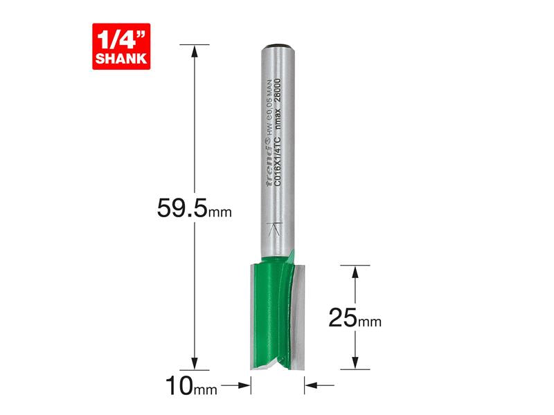 Trend C016 x 1/4 TCT Two Flute Cutter 10.0 x 19.1mm TREC01614TC