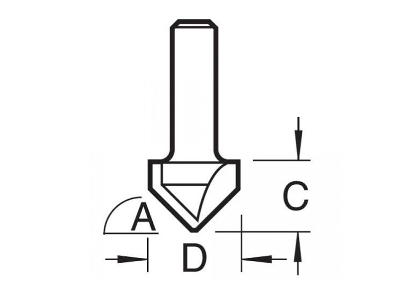 Trend C044 x 1/4 TCT CraftPro Chamfer V-Groove Cutter 45° 6.0 x 12.7mm TREC04414TC